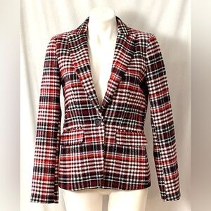 Central Park West- poly wool-plaid blazer – size S